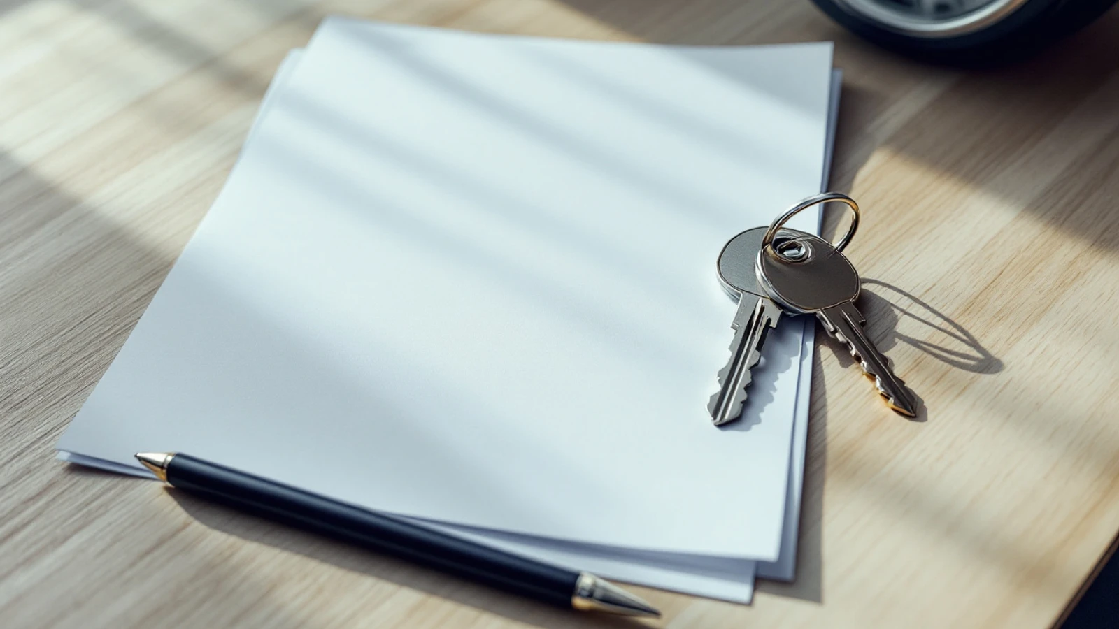 A recently cut car key and a proximity fob on a service invoice beside a diagnostic tool